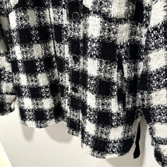 The Kooples sport black and white plaid button front shirt jacket Size 2/Medium - Picture 5 of 8